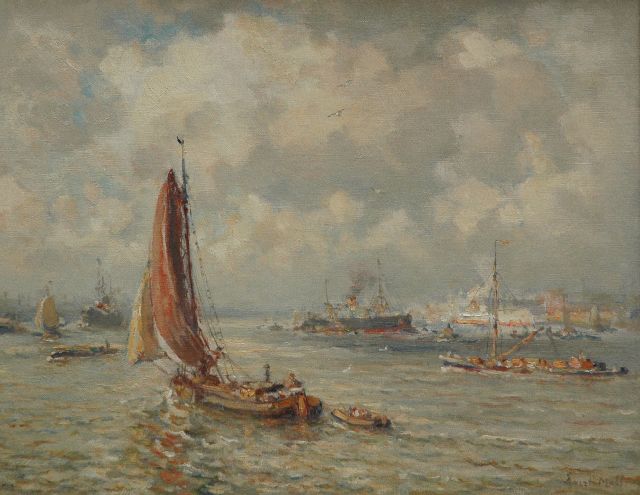 Moll E.  | A harbour view of Rotterdam, oil on canvas 40.3 x 50.0 cm, signed l.r. and without frame