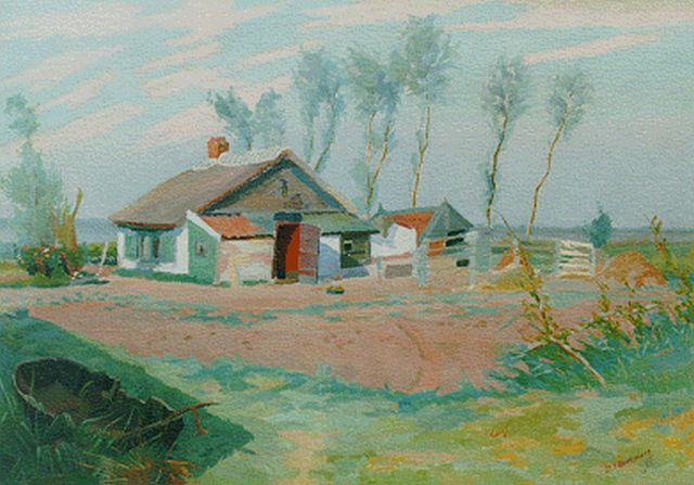 Smorenberg D.  | 'Huisje Toon Wingelaar', Horndijk, oil on canvas 63.5 x 89.2 cm, signed l.r. and dated '21