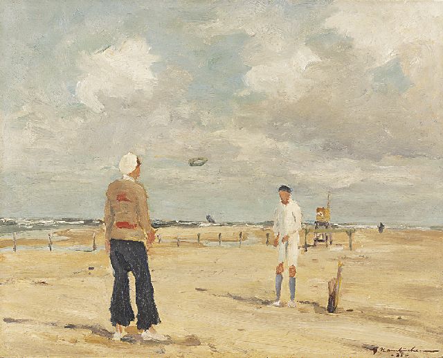 Georg Hambüchen | Ring throw on the beach, oil on board, 37.7 x 46.3 cm, signed l.r. and dated '35