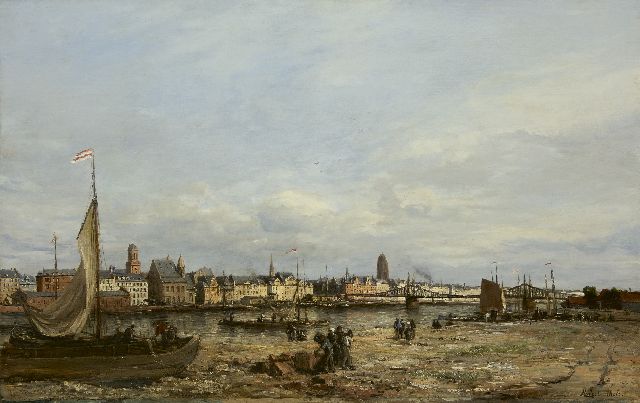 Mols R.C.G.L.  | Frankfurt am Main with the 'Eiserner Steg' bridge, seen from Sachsenhausen, oil on canvas 76.1 x 116.6 cm, signed l.r. and to be dated after 1870