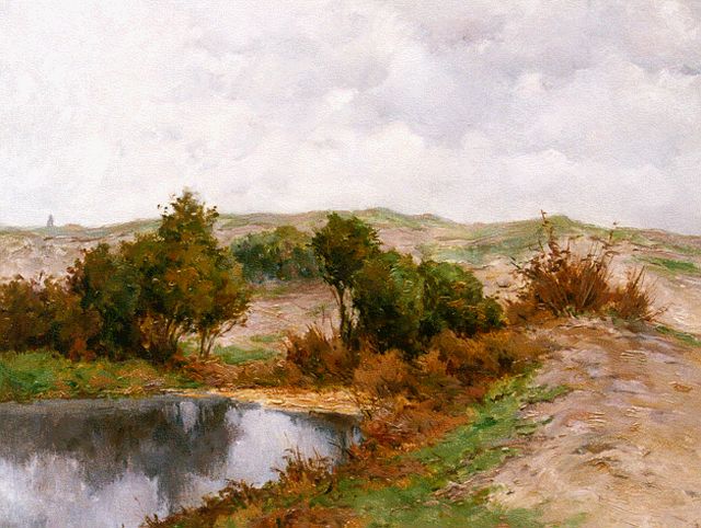 Miolée A.  | A stream in a summer landscape, oil on painter's cardboard 40.0 x 49.7 cm, signed l.r.