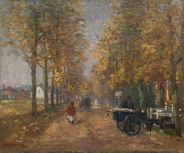 Langeveld F.A.  | Village lane in autumn, Laren, oil on canvas 55.5 x 66.6 cm, signed l.l.