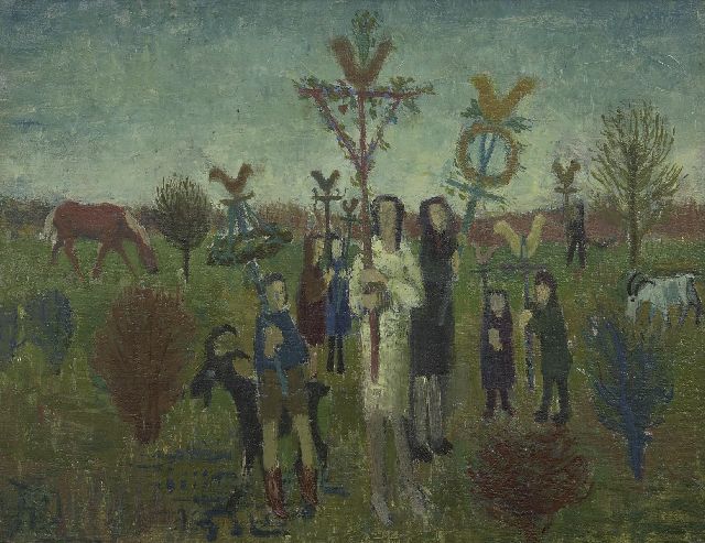 Andréa C.  | Palm Sunday, oil on board laid down on panel 27.2 x 35.1 cm