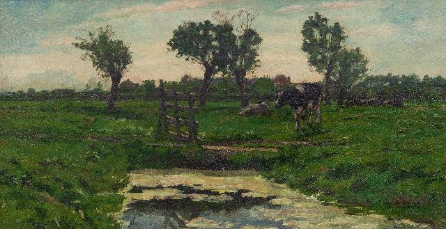 Zwart P. de | Cows by a fence, oil on canvas 33.3 x 61.3 cm, signed l.r.