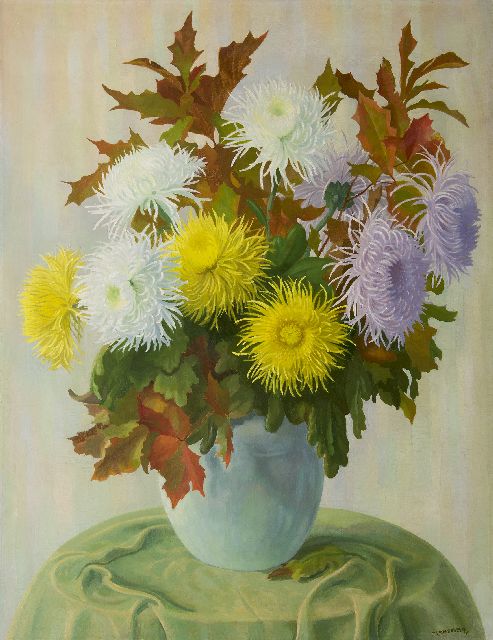 Dirk Smorenberg | Spider mums, oil on canvas, 116.2 x 90.0 cm, signed l.r.