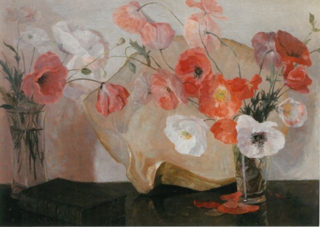 Johanna Haverkamp-Machwirth | Stilleven van klaprozen, oil on canvas, 37.1 x 49.2 cm, gesigneerd l.o. and gedateerd '26