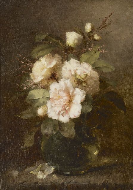 Breuer-Wikman F.  | Roses in a glass vase, oil on canvas 60.6 x 43.3 cm