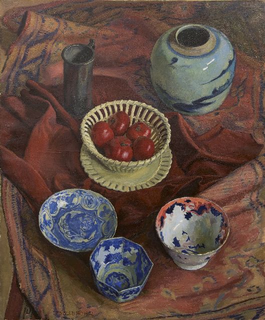 Cees Bolding | A still life with vases and bowls, oil on canvas, 105.5 x 85.4 cm, signed l.l. and dated 1942