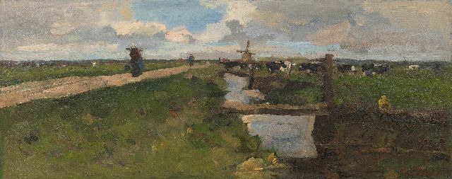 Jacob Ritsema | Landscape near Haarlem, oil on canvas, 25.3 x 60.3 cm, signed l.r. and on the stretcher