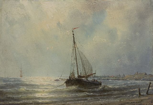 Schiedges P.P.  | Anchored along the coast, oil on panel 23.0 x 33.2 cm, signed l.l. and dated '62