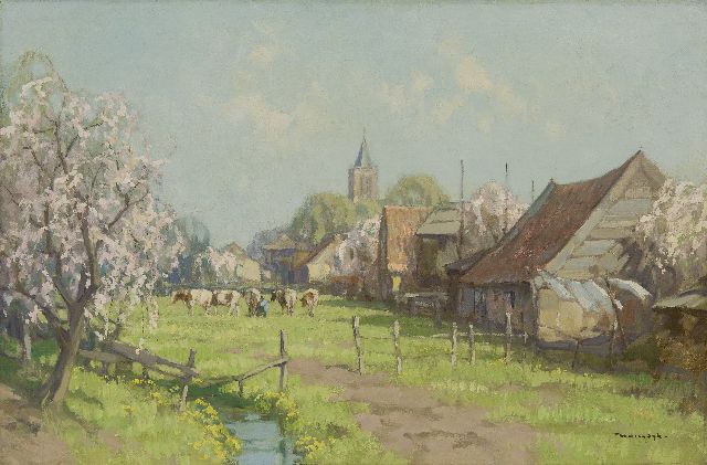 Willem Noordijk | Village in spring (Eemnes), oil on canvas, 40.7 x 60.8 cm, signed l.r.