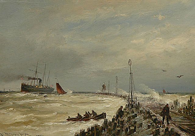 Christiaan Dommelshuizen | Shipping near Hoek van Holland, oil on panel, 23.6 x 33.1 cm, signed l.l. and dated 1891