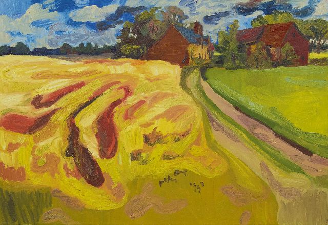 Peter Bol | Cornfield with farms, oil on canvas, 56.3 x 81.2 cm, signed l.r. and dated 1993