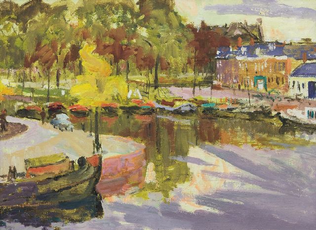 Altink J.  | A view of the Oosterhaven, Groningen, oil on canvas 50.6 x 70.4 cm