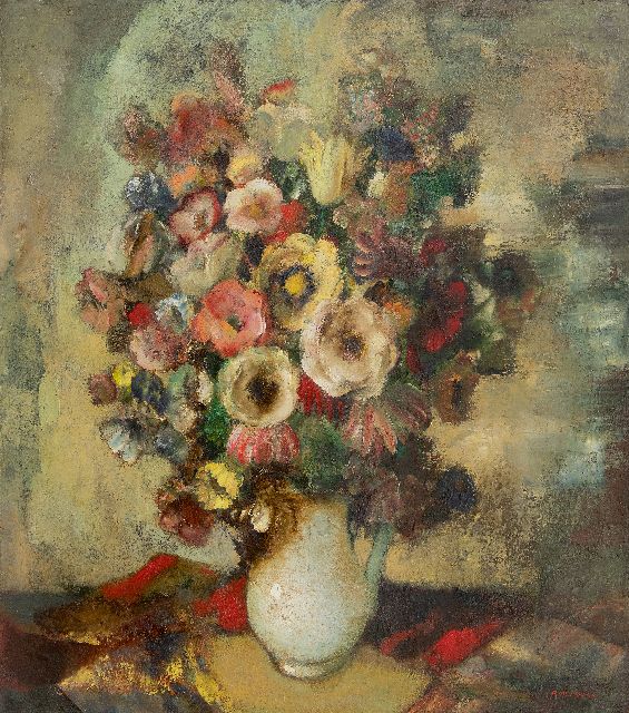 Raphaël de Buck | Flower still life, oil on canvas, 79.8 x 70.5 cm, signed l.r.