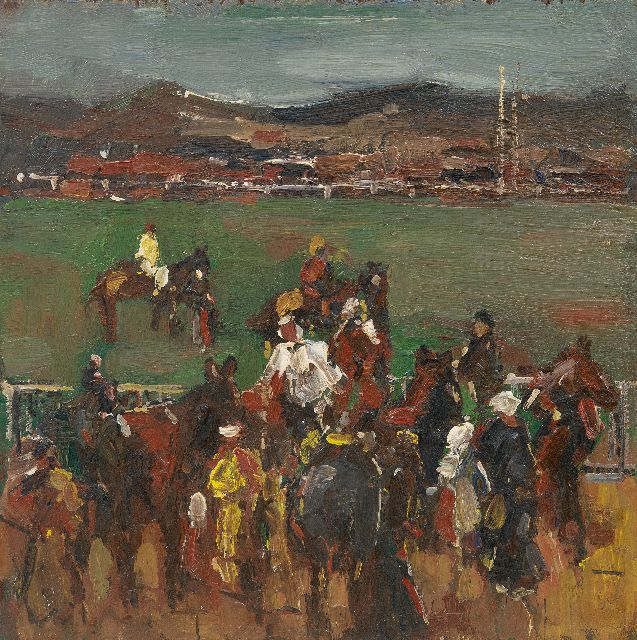 Onbekend | On the racetrack, oil on panel, 30.1 x 29.8 cm, 1920-1930