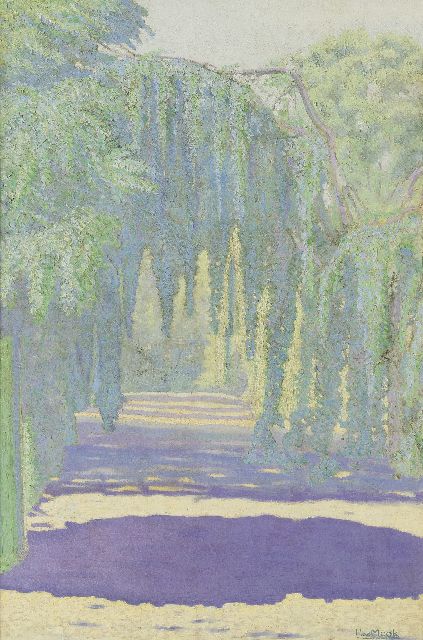 Mook H. van | Sunny lane with Wisteria, oil on canvas 73.0 x 48.5 cm, signed l.r.