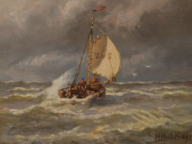 Hendrik Hulk | Sailing ship on rough sea, oil on panel, 16.3 x 21.3 cm, signed l.r. and dated 1890