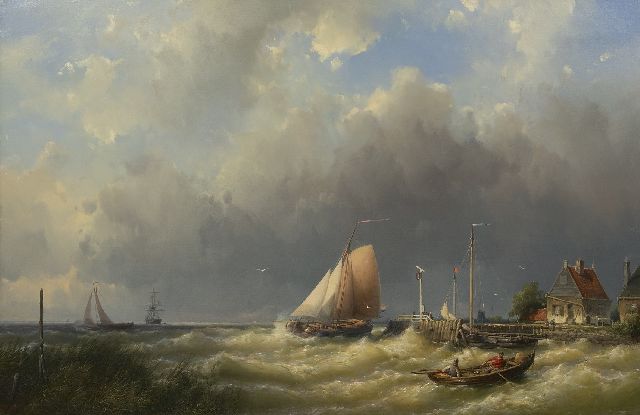 Jan H.B. Koekkoek | Shipping in a storm off the coast, oil on canvas, 65.0 x 102.7 cm, signed l.l. and dated 1862