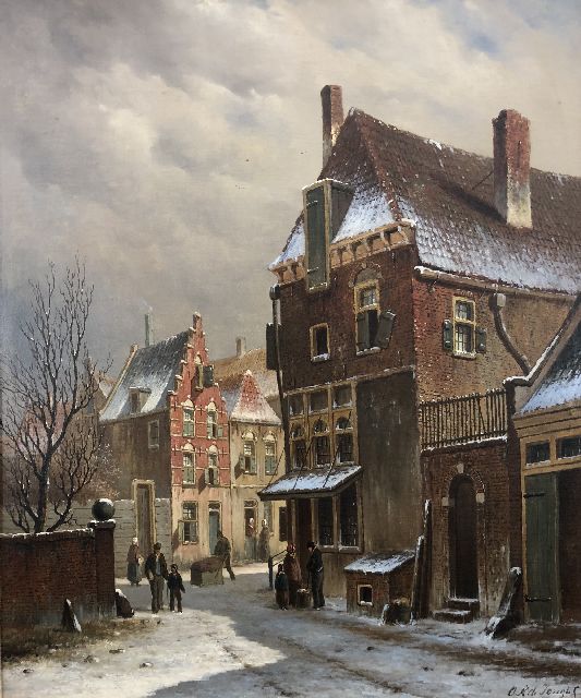 Oene Romkes de Jongh | Snowy cityscape, oil on canvas, 67.9 x 54.6 cm, signed l.r.