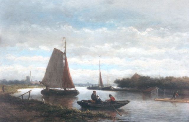 Georgius Heerebaart | Shipping in a calm, oil on panel, 17.8 x 27.1 cm, signed l.l.