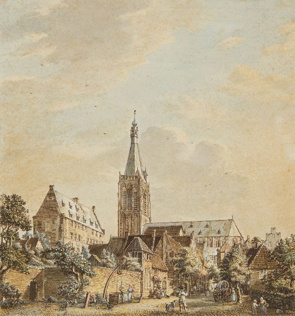 Beijer J. de | The Grote Kerk and the Klooster in Doesburg, pen, ink and watercolour on paper 33.7 x 31.7 cm, signed on the reverse and dated on the reverse 10. August: 1772'