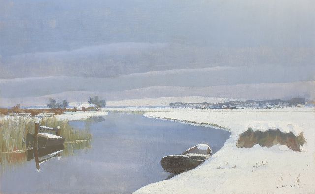 Dirk Smorenberg | A winter landscape near Loosdrecht, oil on canvas, 46.1 x 73.5 cm, signed l.r.