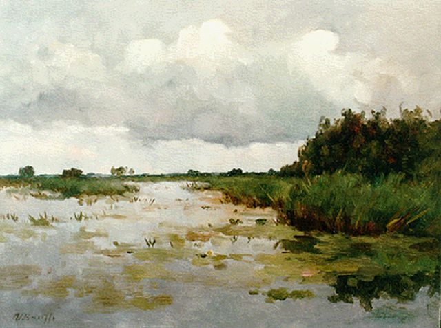 Victor Bauffe | A polder landscape, Kortenhoef, oil on canvas, 38.5 x 50.2 cm, signed l.l.