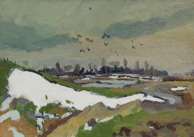 Jan van der Zee | Landscape near Yde, Drenthe, oil on canvas, 50.0 x 70.1 cm, signed on the reverse and dated on the reverse '43