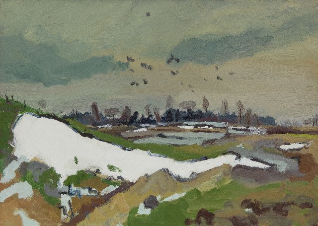 Zee J. van der | Landscape near Yde, Drenthe, oil on canvas 50.0 x 70.1 cm, signed on the reverse and dated on the reverse '43