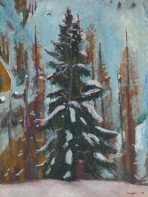 Jan Wiegers | Fir, Frauenkirch (Davos), oil on panel, 39.9 x 30.3 cm, signed l.r. and dated '36