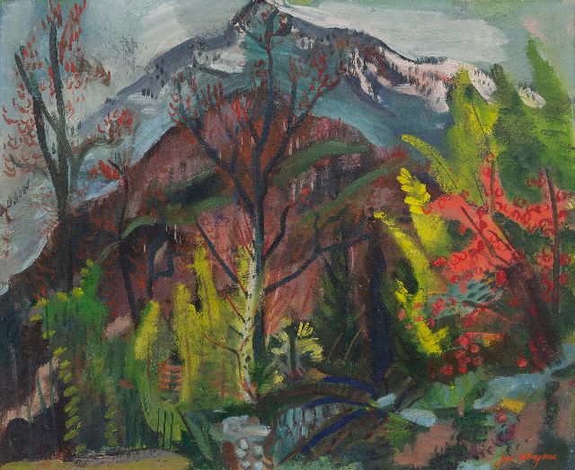 Jan Wiegers | Garden in Ticino, wax paint on canvas, 50.6 x 61.7 cm, signed l.r. and painted ca. 1947-1950