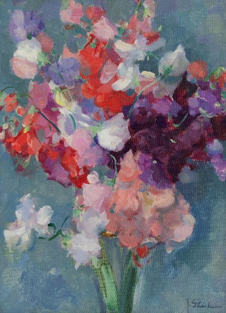 Joop Stierhout | Lathyrus, oil on canvas, 40.4 x 30.1 cm, signed l.r.