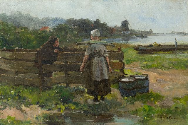 Rivière A.P. de la | The suitor, oil on canvas 39.9 x 59.9 cm, signed l.r.