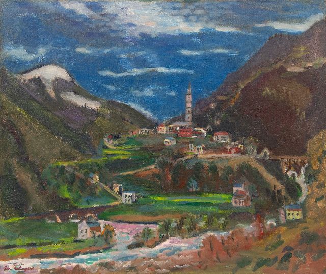 Jan Wiegers | A view of  Intragna, Ticino, Switzerland, oil on canvas, 61.5 x 73.4 cm, signed l.l. and painted ca. 1947