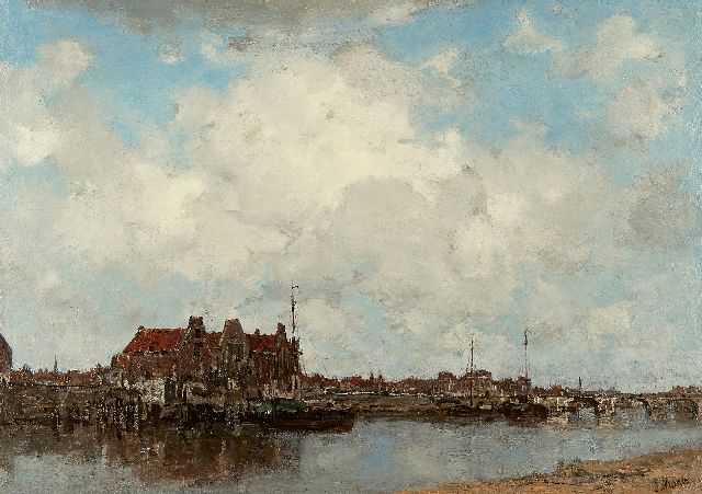 Jacob Maris | Along the canal, oil on canvas, 45.4 x 63.2 cm, signed l.r.