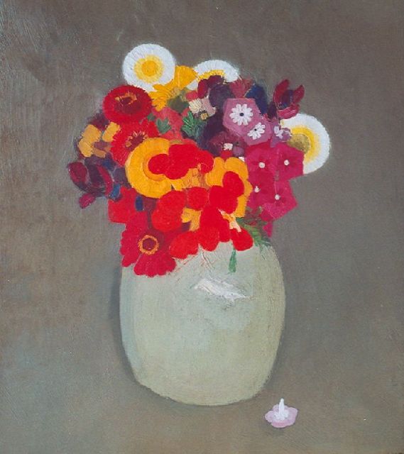 Jan Wittenberg | Flower still life, oil on canvas, 46.3 x 40.2 cm, signed on the base of the vase