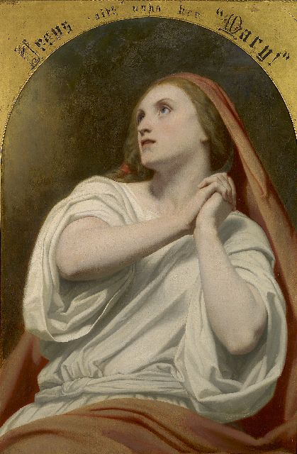 Scheffer A.  | Maria Magdalena in extacy, oil on canvas 94.9 x 64.1 cm, signed c.l. and dated 1855