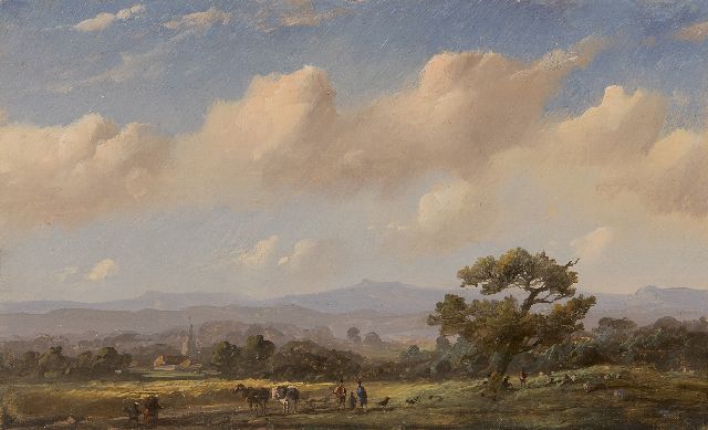 Tavenraat J.  | A hilly landscape with a tree, oil on panel 10.8 x 17.4 cm, signed l.l. and dated 1848