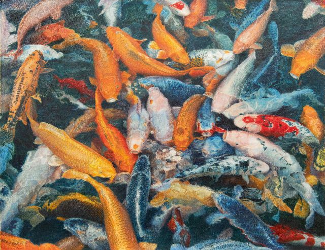 David Eddington | Koi Carps, oil on canvas, 96.4 x 124.3 cm, signed l.l and dated 1977