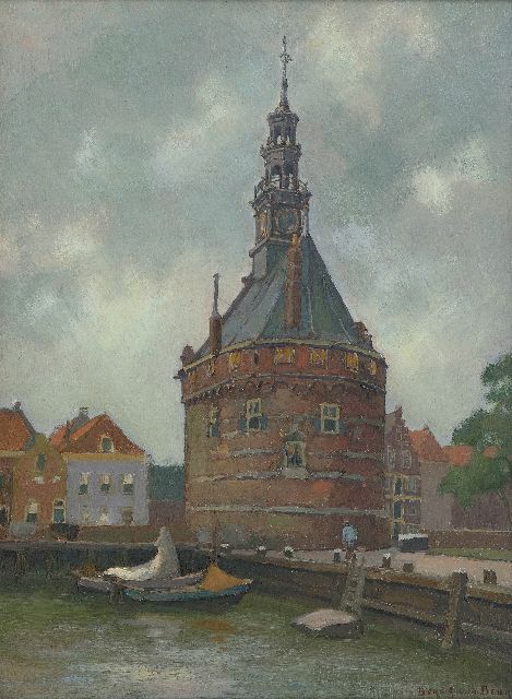 Beek B.A. van | The Hoofdtoren in Hoorn, oil on board 41.0 x 30.0 cm, signed l.r.