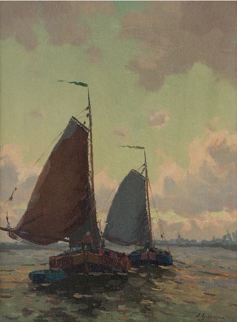 Ydema E.  | Barges on their way home, oil on canvas 40.5 x 30.5 cm, signed l.r.