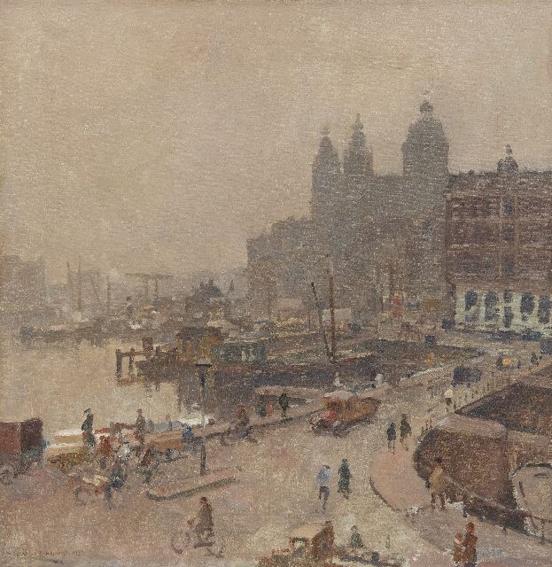 Cornelis Vreedenburgh | View of Amsterdam with the St. Nicolaas church, oil on canvas, 52.3 x 50.7 cm, signed l.l. and dated 1936