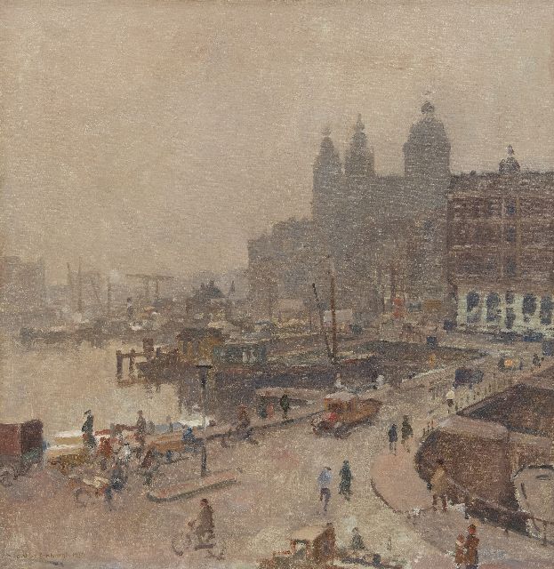 Cornelis Vreedenburgh | View of Amsterdam with the St. Nicolaas church, oil on canvas, 52.3 x 50.7 cm, signed l.l. and dated 1936