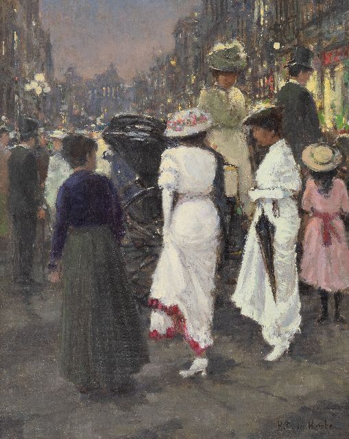 Korte H.G. de | Street scene in Berlin, oil on canvas 50.1 x 40.1 cm, signed l.r.