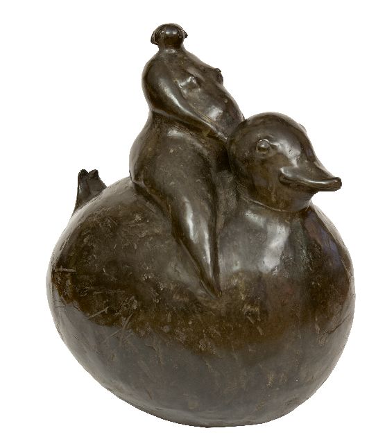 Evert van Hemert | Rubber Duck, patinated bronze, 52.0 x 46.0 cm, signed under the tail with monogram and executed in 2009
