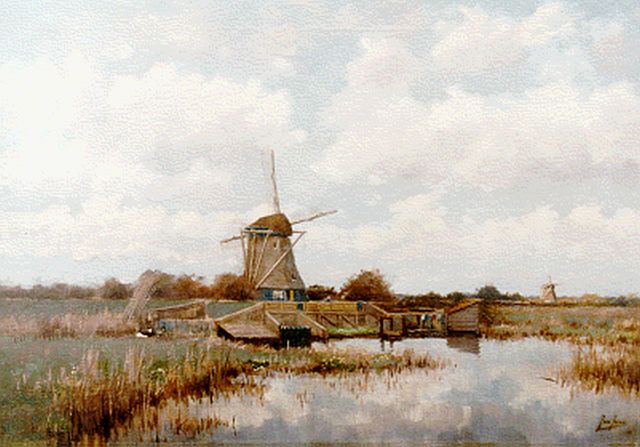 Jans J.  | A dune landscape with windmill, oil on canvas 45.3 x 64.0 cm, signed l.r. and dated '18