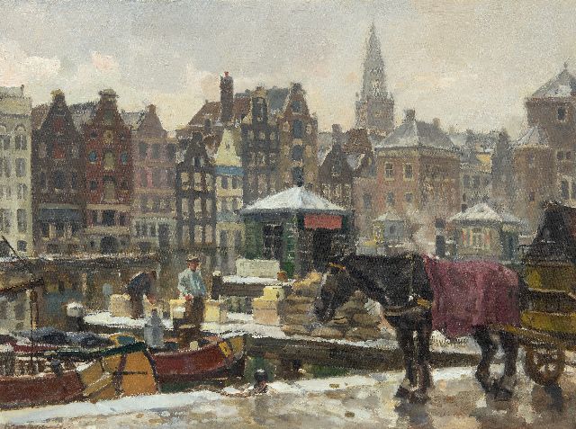 Langeveld F.A.  | The Damrak in Amsterdam, oil on canvas 61.0 x 81.2 cm, signed l.l.