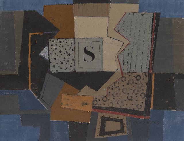 Keus K.  | Composition, oil on paper 47.0 x 60.7 cm, signed l.r.