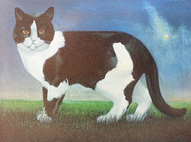 Onbekend | Cat at Zuiderwolde, oil on canvas, 40.4 x 49.8 cm, gesigneerd l.o. and without frame